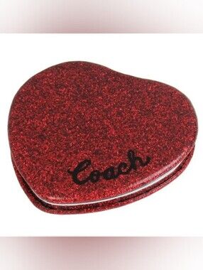 Coach Red Glitter Heart Mirror NIP